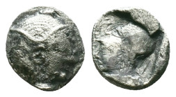 Mysia, Lampsakos AR Diobol. c. 500-450. Female janiform head / Helmeted head of Athena l. within incuse square. Reference: Condition: Very Fine

Wei...