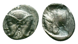 Mysia, Lampsakos AR Diobol. c. 500-450. Female janiform head / Helmeted head of Athena l. within incuse square. Reference: Condition: Very Fine

Wei...