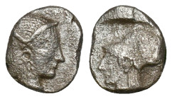 Mysia, Lampsakos AR Diobol. c. 500-450. Female janiform head / Helmeted head of Athena l. within incuse square. Reference: Condition: Very Fine

Wei...