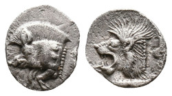 Mysia, Cyzicus Obol circa 450, AR . Forepart of boar l., behind, tunny. Lion’s head l. within incuse square. Reference: Condition: Very Fine

Weight...