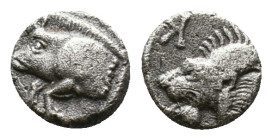 Mysia, Cyzicus Obol circa 450, AR . Forepart of boar l., behind, tunny. Lion’s head l. within incuse square. Reference: Condition: Very Fine

Weight...
