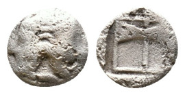 Troas, Tenedos,AR. Silver Obol Late 5th-early 4th century BC. Obv: Bust of Artemis to right, wearing stephane Rev: Labrys; T-E across lower fields. Re...