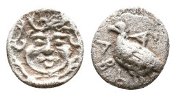 Troas, Abydos. AR Obol. Circa 480-450 BC. Obv: ABY. Eagle standing left; [monogram above]. Rev: Facing gorgoneion, tongue protruding. Condition: Very ...