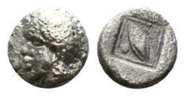 LESBOS, Antissa(?). Circa 500-450 BC. Billon Obol . Head of an African left / Human eye with A and pellet, all in linear incuse square. Babelon, Trait...