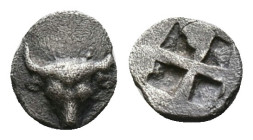 Troas, Lamponeia AR Hemiobol. 4th century BC. Bull's head facing / Quadripartite incuse square. Condition: Very Fine

Weight: 0,37 gr. Diameter: 7,9...