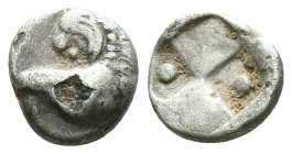 THRACE, Chersonesos. Circa 386-338 BC. AR Hemidrachm. Forepart of lion right, head left / Quadripartite incuse square with alternating raised and sunk...