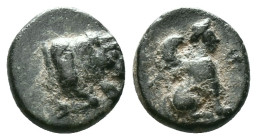 CARIA. Kaunos. Ae (Circa 350-300 BC). Obv: Forepart of bull right. Rev: K - A. Sphinx seated right. Condition: Very Fine

Weight: 1,33 gr. Diameter:...