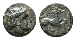 Gargara , Troas. c. late 3rd to early 2nd Century BC. Obv. Laureate head of Apollo right. Rev. Horse galloping right, ΓAP above, grape below. Conditio...