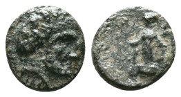 ACHAEMENID EMPIRE. Tissaphernes, Satrap of Mysia (400-395 BC). Ae. Astyra. Obv: TIΣΣΑ.Bare head right. Rev: AΣTYPH. Cult statue of Artemis Astyrene; t...