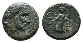 ACHAEMENID EMPIRE. Tissaphernes, Satrap of Mysia (400-395 BC). Ae. Astyra. Obv: TIΣΣΑ.Bare head right. Rev: AΣTYPH. Cult statue of Artemis Astyrene; t...