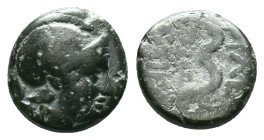 KINGS of PERGAMON. temp. Eumenes I to Attalos I. (Circa 260-230 BC). AE Bronze.In the name of Philetairos. Helmeted head of Athena right / Bow. Condit...