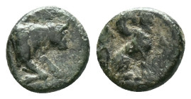 Caria. Kaunos circa 350-300 BC. Bronze Æ. Forepart of bull right / Sphinx seated right. Condition: Very Fine

Weight:1,25 gr. Diameter:9,9 mm