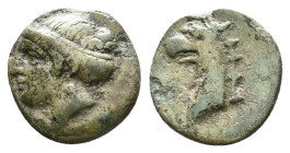 Ionia, Phokaia. AE. Circa 300 BC. Obv.: Female head (Aphrodite?) left, with hair in sphendone. Rev.: Head of griffin left. Condition: Very Fine

Wei...