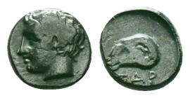 Greek Coins TROAS. Gargara. Ae (4th century BC). Obv: Laureate head of Apollo left. Rev: ΓAP. Head of ram left within incuse circle. SNG von Aulock -;...