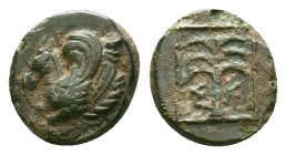 Greek TROAS. Skepsis (Circa 400-310 BC) AE Bronze Obv: Rhyton with forepart of Pegasos left Rev: Σ-Κ Palm tree; all within linear square. Reference : ...