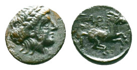 Greek Coins TROAS. Gargara. Ae (Circa late 3rd - early 2nd century BC). Obv: Laureate head of Apollo right. Rev: ΓAP. Horse prancing right. Control: g...