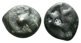 Greek KINGS OF SKYTHIA. Skyles, circa 470-460 BC. AE, Nikonion. Owl standing left, head facing. Rev. ΣK. Anokhin 571. SNG BM Black Sea -. SNG Stancomb...