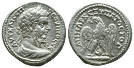 PHOENICIA, Tyre. Septimius Severus. AD 193-211. AR Tetradrachm .Struck AD 209-211. Laureate, draped, and cuirassed bust right, seen from behind / Eagl...