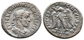 Philip I AR Tetradrachm of Antioch, Seleucis and Pieria. AD 249. AYTOK K M IOYΛI φIΛIΠΠOC CEB, laureate, draped and cuirassed / ΔHMAPX EΞOYCIAC YΠATOΔ...