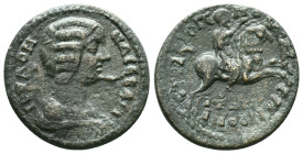 Mysia, Hadrianotherae. Julia Domna, Augusta, AD 193-217. AE. Reference : Condition: Very Fine

Weight: 10,3 gr. Diameter: 26,8 mm