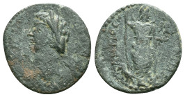 Pisidia, Antiochia. Commodus. A.D. 177-192. Æ. ANTONINVS COMMODVS, laureate, draped and cuirassed bust of Commodus left / COLONEIAE ANTIOCHIAE, Mên st...