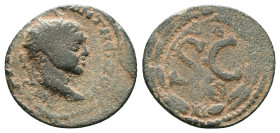 SELEUCIS AND PIERIA, Antioch, Elagabalus (218-222 AD) AE Bronze Obv: AVT KAI MAP AVP ANTΩNINOC CЄ, radiate head to right. Rev: S•C; ΔЄ above, eagle be...