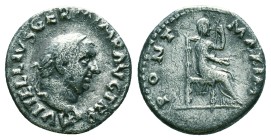 VITELLIUS, A.D. 69. AR Denarius, Rome Mint. ICG FINE-15. RIC-107. "A VITELLIVS GERM IMP AVG TR P" Laureate head of Vitellius facing right; Reverse: "P...