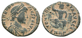 Theodosius I AD 379-395. Struck AD 378-383. Follis Æ "Repatinated" Reference : Condition: Very Fine 

Weight: 2,0 gr. Diameter:18,3 mm