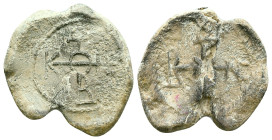 Byzantine Lead Seals. Circa 7th – 12th Century. Reference : Condition: Very Fine 

Weight: 9,83 gr. Diameter: 25,2 mm