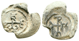Byzantine Lead Seals. Circa 7th – 12th Century. Reference : Condition: Very Fine 

Weight: 7,60 gr. Diameter: 22,4 mm