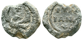 Byzantine Lead Seals. Circa 7th – 12th Century. Reference : Condition: Very Fine 

Weight: 10,8 gr. Diameter: 22,9 mm