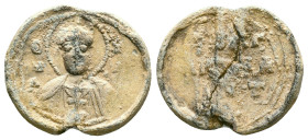 Byzantine Lead Seals. Circa 7th – 12th Century. Reference : Condition: Very Fine 

Weight: 6,54 gr. Diameter: 23,5 mm