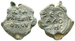 Byzantine Lead Seals. Circa 7th – 12th Century. Reference : Condition: Very Fine 

Weight: 13,0 gr. Diameter: 26,9 mm