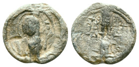 Byzantine Lead Seals. Circa 7th – 12th Century. Reference : Condition: Very Fine 

Weight: 3,91 gr. Diameter: 17,5 mm