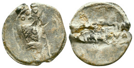 Byzantine Lead Seals. Circa 7th – 12th Century. Reference : Condition: Very Fine 

Weight: 6,07 gr. Diameter: 23,5 mm