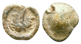 lead seal depicting Pegasos. Circa 7th – 12th Century. Reference : Condition: Very Fine 

Weight: 2,21 gr. Diameter: 12,5 mm