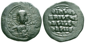 Anonymous (attributed to Constantine VIII). Ca. 1025-1028. Æ follis. Constantinople. + ЄMMΛ-HO[V]HΛ, barred IC XC across field, nimbate bust of Christ...