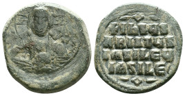 Anonymous (attributed to Constantine VIII). Ca. 1025-1028. Æ follis. Constantinople. + ЄMMΛ-HO[V]HΛ, barred IC XC across field, nimbate bust of Christ...