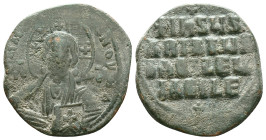 Anonymous (attributed to Constantine VIII). Ca. 1025-1028. Æ follis. Constantinople. + ЄMMΛ-HO[V]HΛ, barred IC XC across field, nimbate bust of Christ...