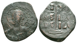 ANONYMOUS FOLLES. Class B. Attributed to Romanus III (1028-1034). Obv: + EMMA NOVHΛ / IC - XC. Bust of Christ facing, holding book of Gospels and wear...