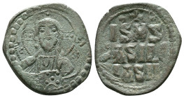 ANONYMOUS FOLLES. Class C. Attributed to Michael IV (1034-1041). Obv: + ЄMMANOVHΛ / IC - XC. Christ Antiphonetes standing facing. Rev: IC - XC / NI - ...