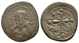 ANONYMOUS FOLLES. Class I. Attributed to Nicephorus III Botaniates (1078-1081). Obv: IC - XC. Facing bust of Christ Pantokrator. Rev: Latin cross, wit...