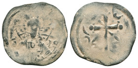 ANONYMOUS FOLLES. Class I. Attributed to Nicephorus III Botaniates (1078-1081). Obv: IC - XC. Facing bust of Christ Pantokrator. Rev: Latin cross, wit...