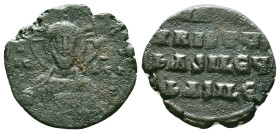 Anonymous. Class A2. Time of Basil II and Constantine VIII (1020-1028). AE follis . Constantinople. Obv: +EMMA-NOVHΛ, bust of Christ facing, wearing n...