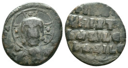 Anonymous. Class A2. Time of Basil II and Constantine VIII (1020-1028). AE follis . Constantinople. Obv: +EMMA-NOVHΛ, bust of Christ facing, wearing n...