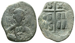 ANONYMOUS FOLLES. Class B. Attributed to Romanus III (1028-1034). Obv: + EMMA NOVHΛ / IC - XC. Bust of Christ facing, holding book of Gospels and wear...