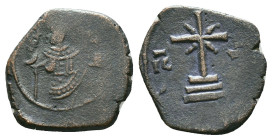Arab-Byzantine, Umayyad Caliphate. Reference : Condition: Very Fine 

Weight: 2,54 gr. Diameter: 16,4 mm