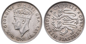 Cyprus, British Colony, George VI (1936-52), silver 4½ Piastres, 1938, Tower mint, crowned head left, Latin legend and toothed border surrounding, GEO...