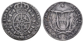 SPAIN, Reino de España. Fernando VII. First reign, 1808. AR Medal. Proclamation in Madrid. Madrid mint. Dated 1808. FERDINAND • VII • D • G • HISPAN •...