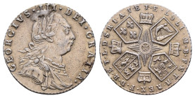 British HANOVER. George III. 1760-1820. AR Shilling . Second coinage. Tower (London) mint. Dated 1787. Laureate, draped, and cuirassed bust right / Cr...